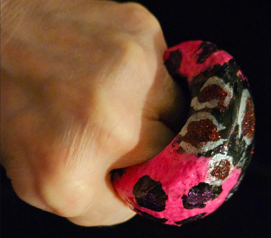 Sculpted Pink Leopard Two Finger Dome Statement Ring