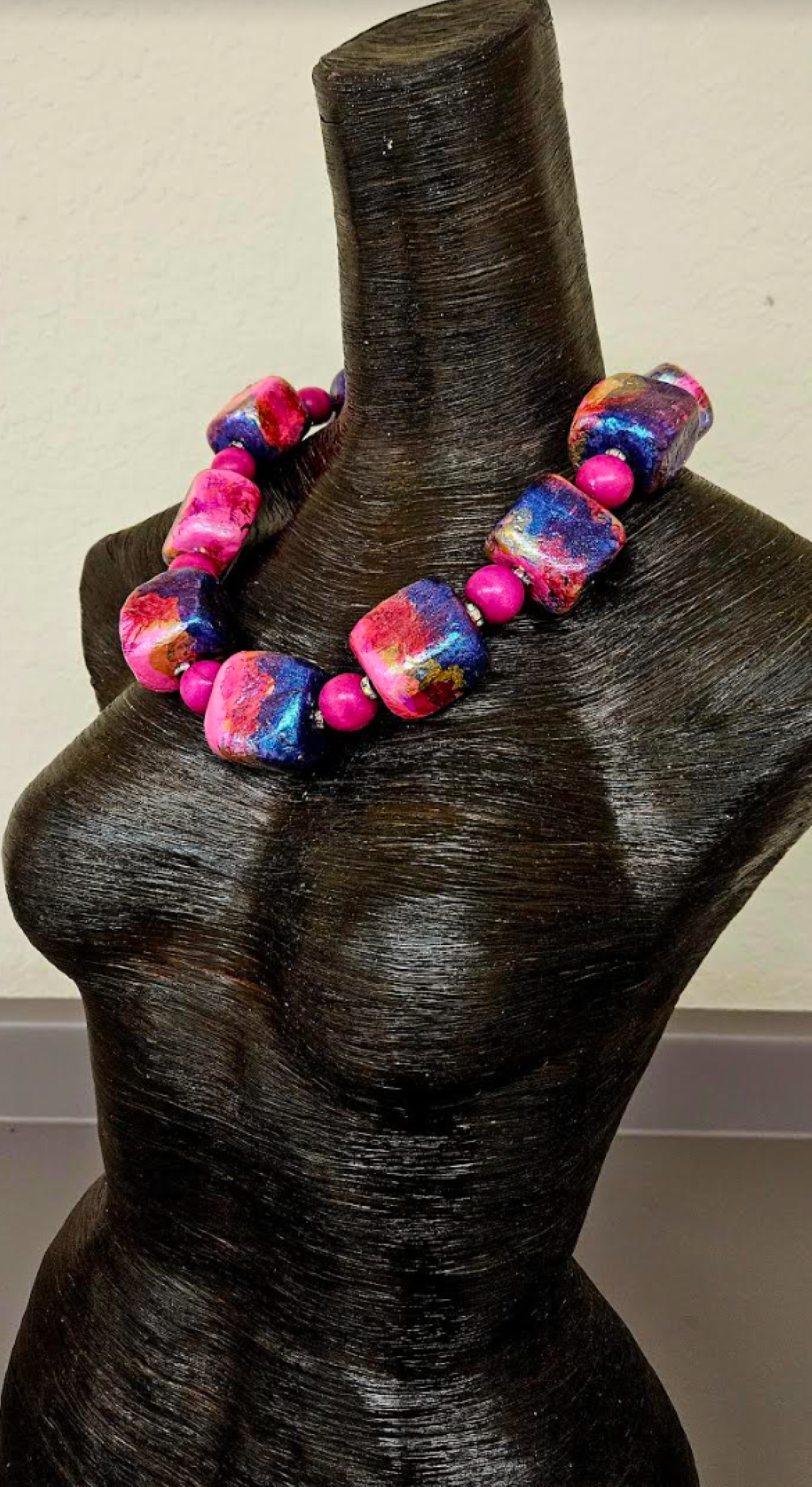 Sculpted Alcohol Ink Cube Statement Luxury Necklace & Matching Earring