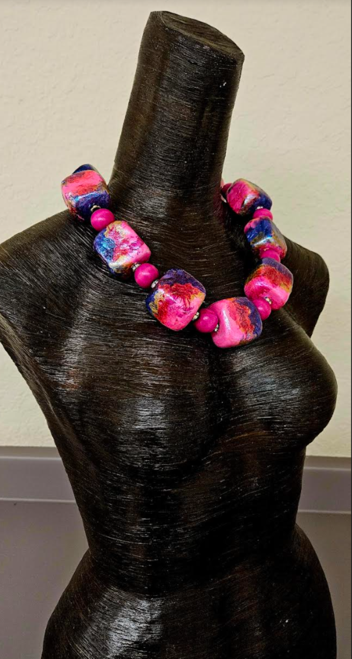 Sculpted Alcohol Ink Cube Statement Luxury Necklace & Matching Earring