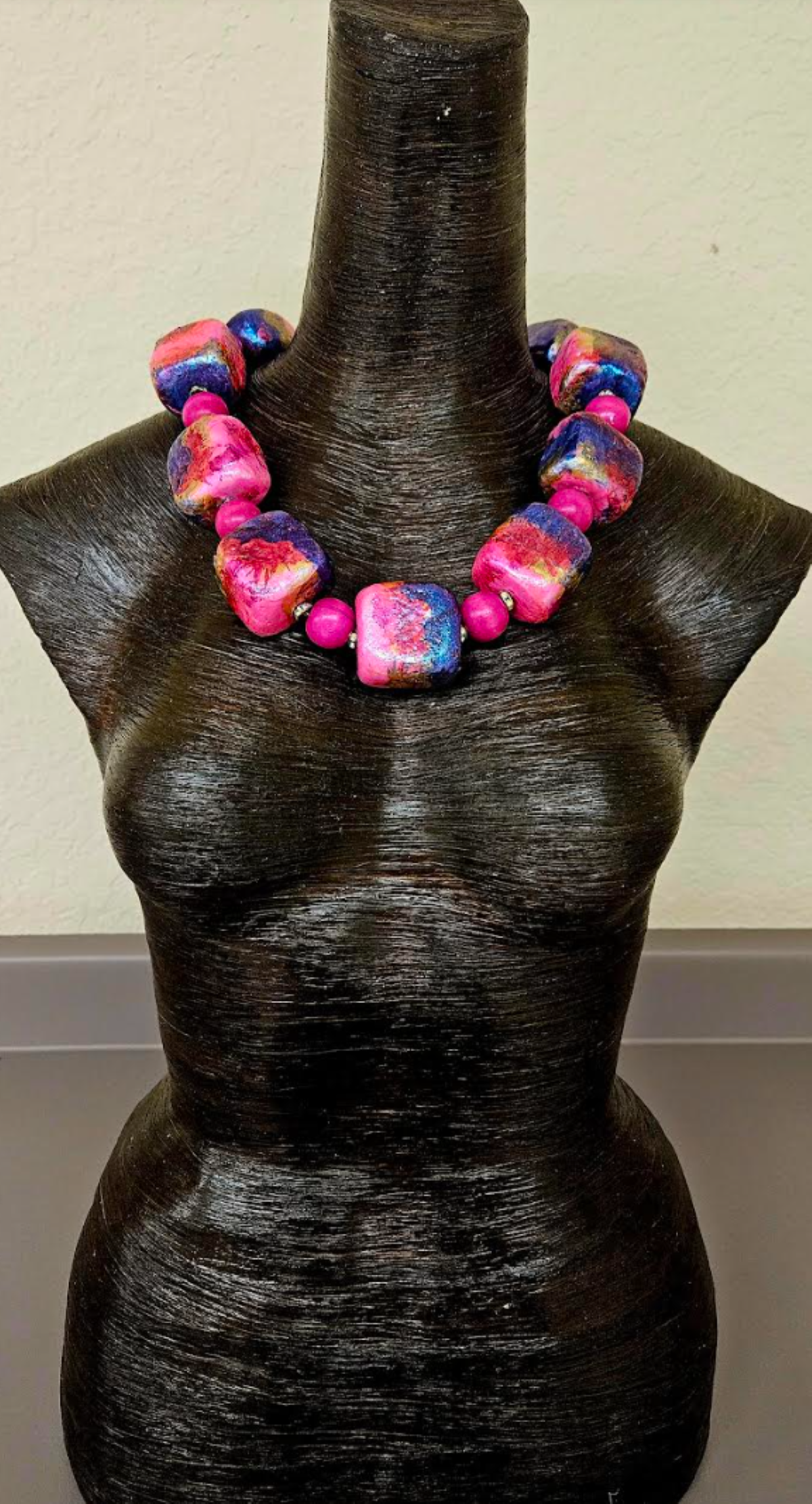 Sculpted Alcohol Ink Cube Statement Luxury Necklace & Matching Earring