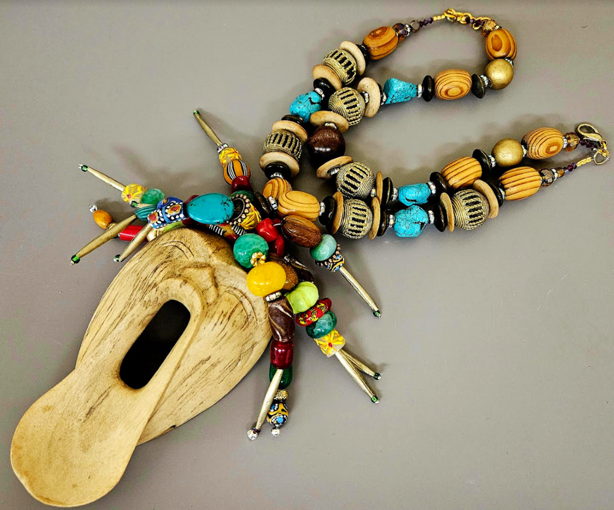 Exotic Wild Beaded Tribal Scream Mask Chest Piece - Haute Couture