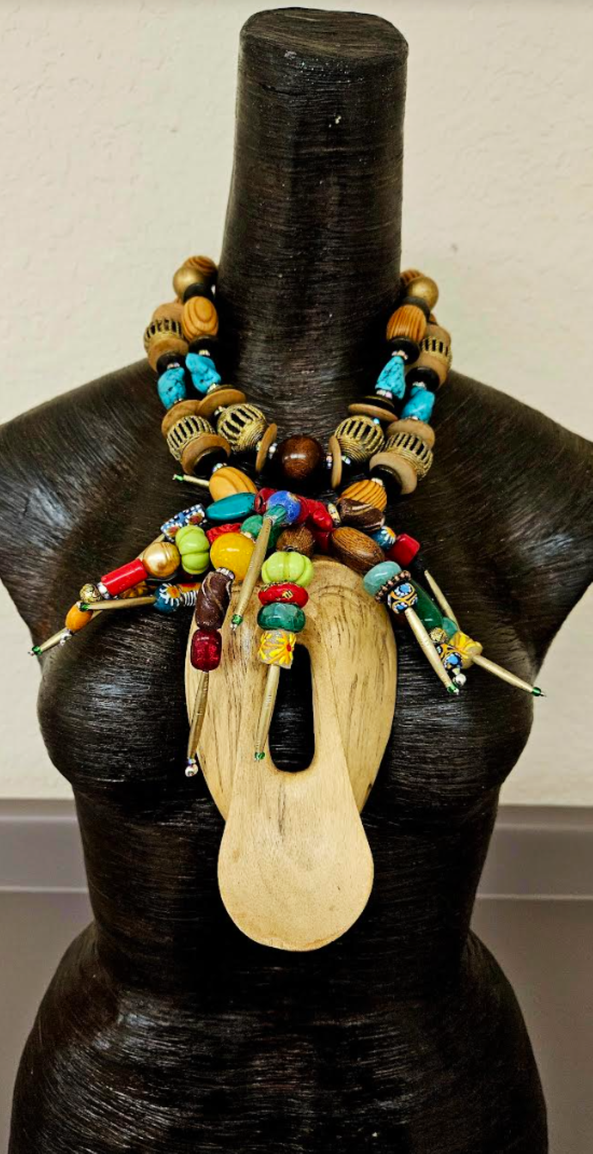 Exotic Wild Beaded Tribal Scream Mask Chest Piece - Haute Couture