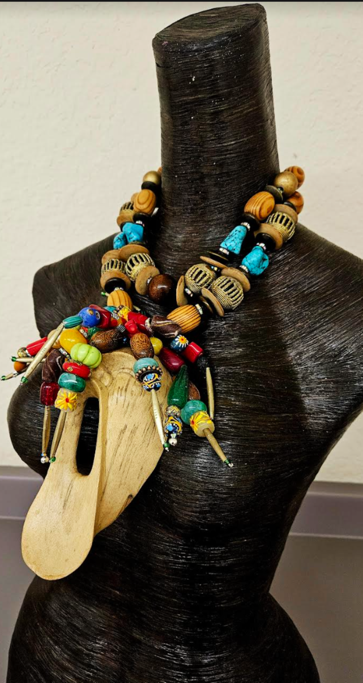 Exotic Wild Beaded Tribal Scream Mask Chest Piece - Haute Couture