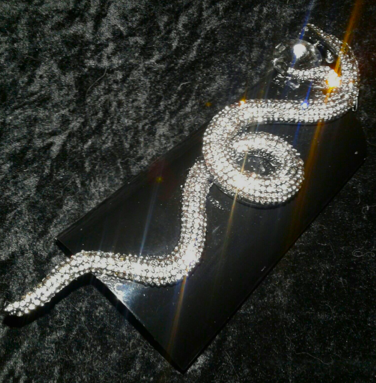 Wide Black Metal Statement Cuff With Rhinestone Snake, Wrist Candy