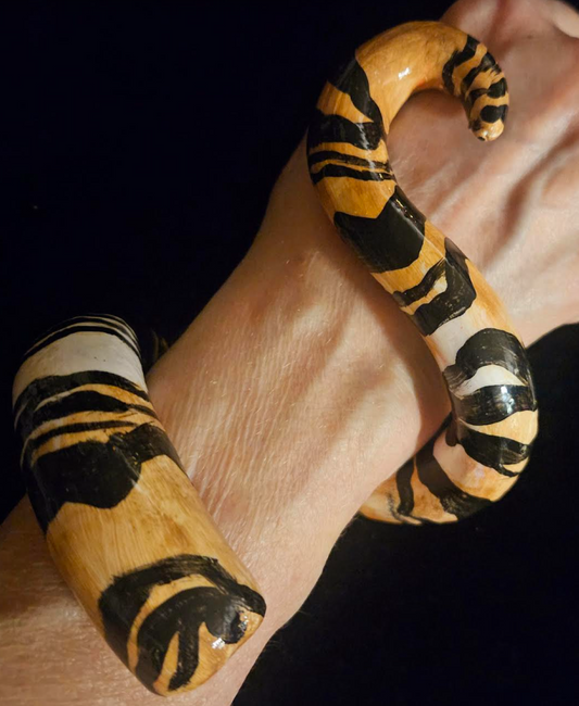 Hand Sculpted Animal Print Snake Cuff, OOAK Artisan Haute Couture