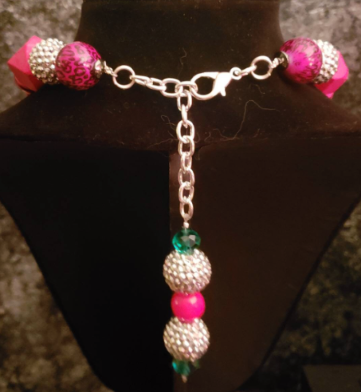 Hot Pink Beaded Whimsical Necklace with Sneaker Accents - Campy Style