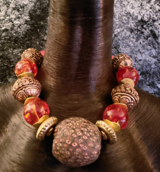 Rare Java Jatim Majapahit Millefiori Focal Beaded Statement Choker