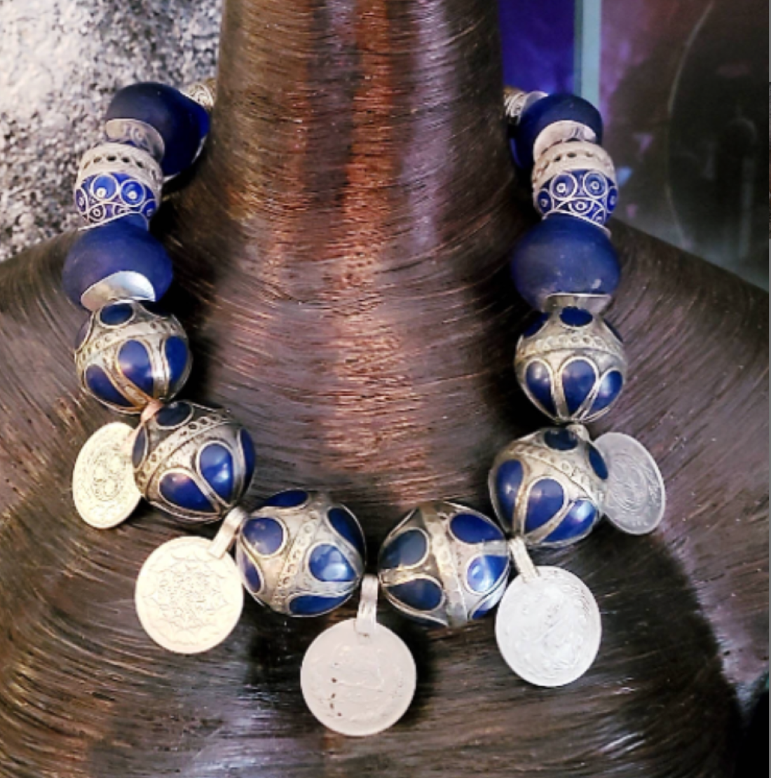Huge Turkmen Beaded Ethnic Luxury Necklace with Kuchi Coins - Nomad