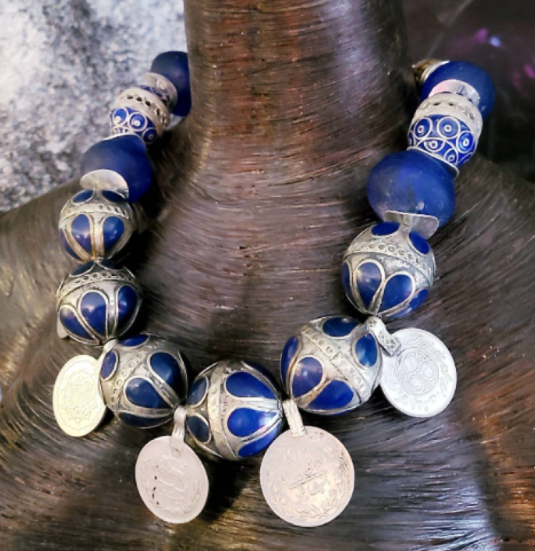 Huge Turkmen Beaded Ethnic Luxury Necklace with Kuchi Coins - Nomad