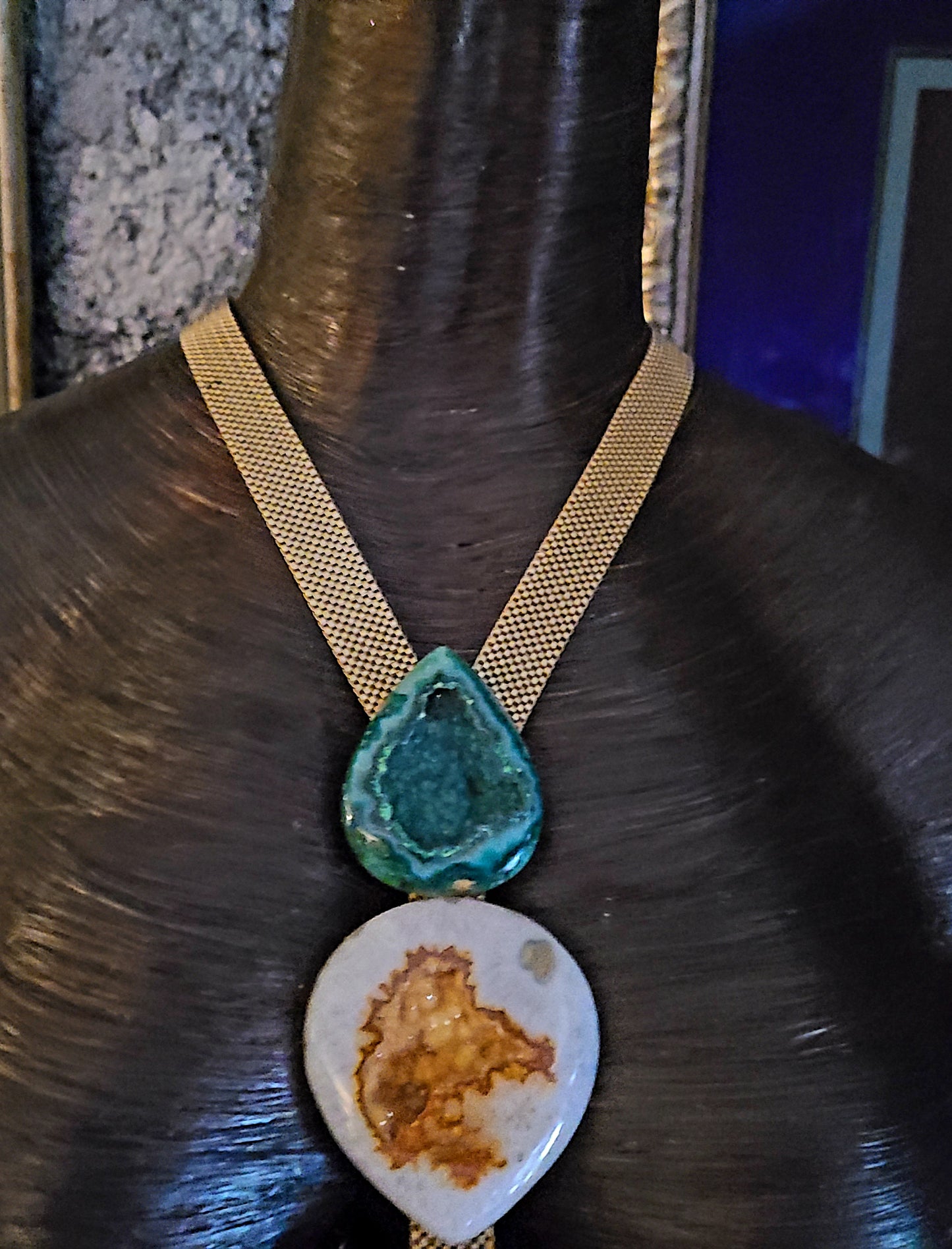 Druzy Agate Gemstone Totem Statement Chest Piece - Color for Divas