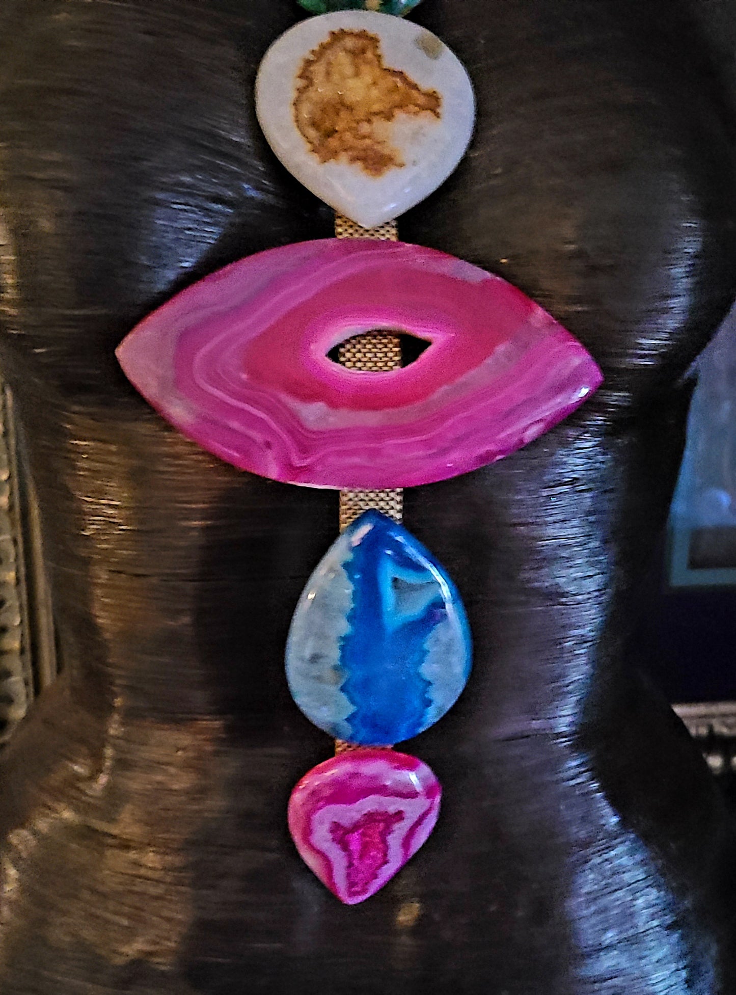 Druzy Agate Gemstone Totem Statement Chest Piece - Color for Divas