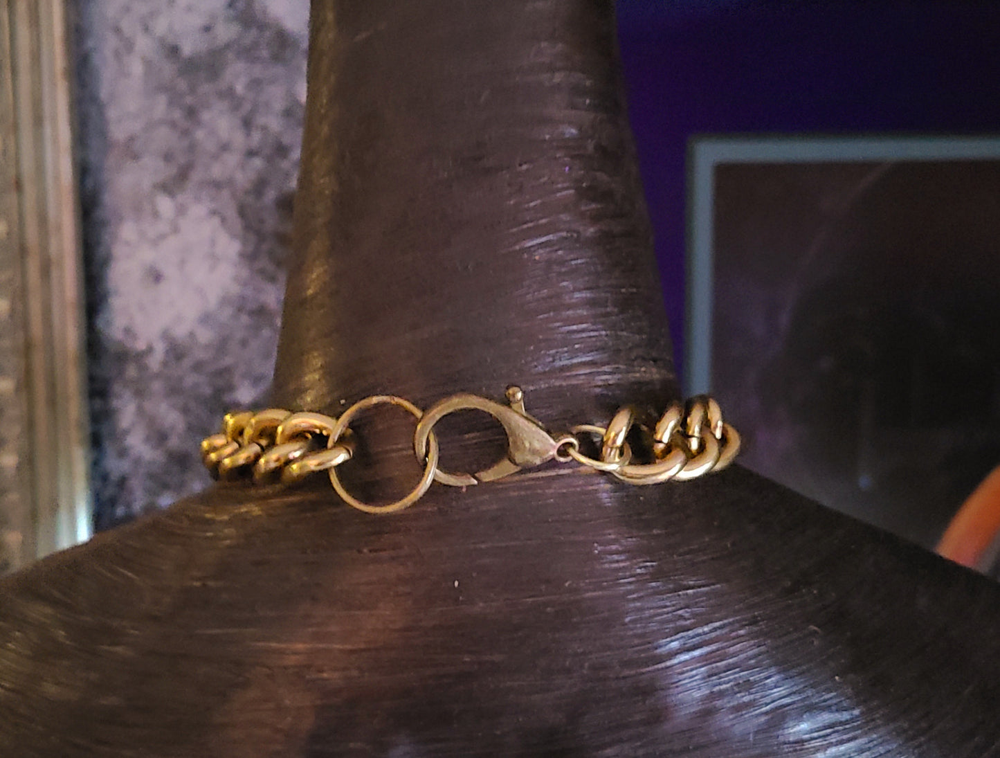 Yellow & Green Rough Aura Quartz Sculpted Statement - Warm Brass Chain