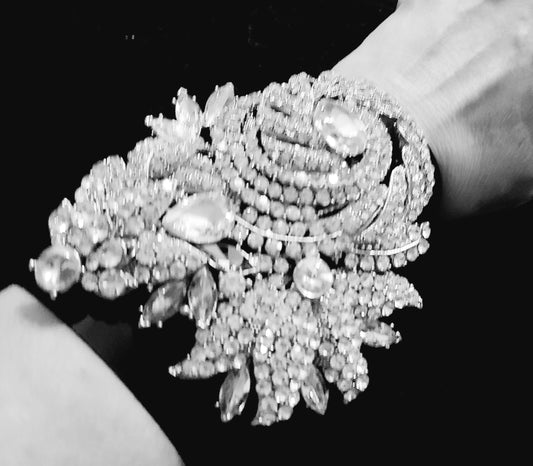 Dramatic & Oversized Art Deco Diamante Rhinestone Statement Cuff