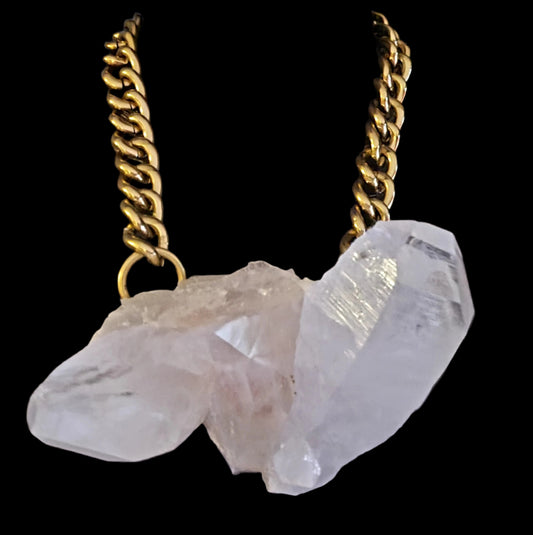 Huge Icy Rough Raw Quartz Gemstone Chest Piece for Men - Unisex