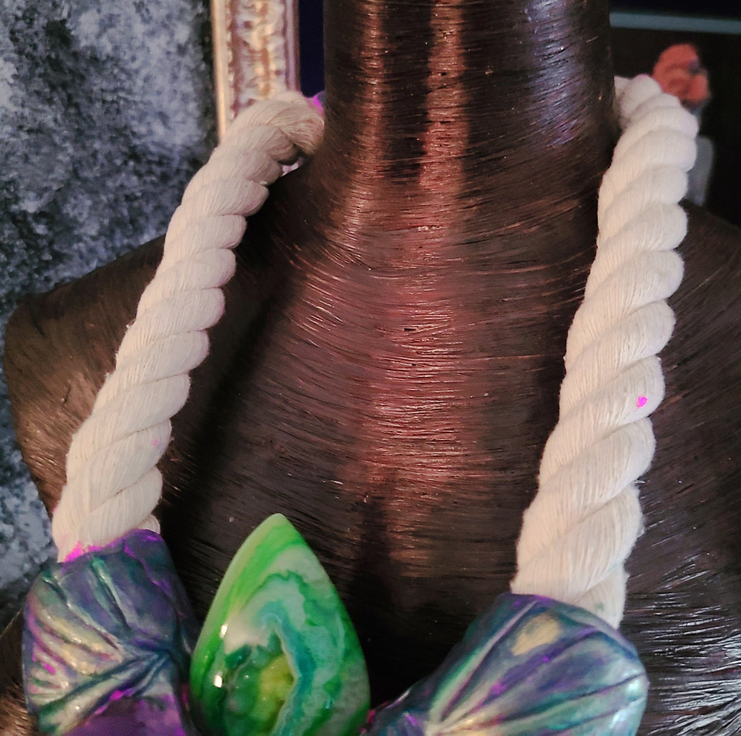 Druzy Agate Gemstone Totem Rope Pendant - Unisex Designed