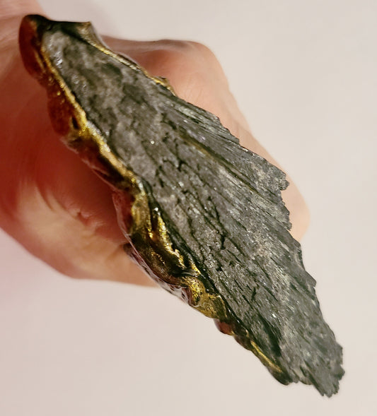 Rough Black Kyanite Sculpted Artisan Ring, Luxury Artisan OOAK Hand