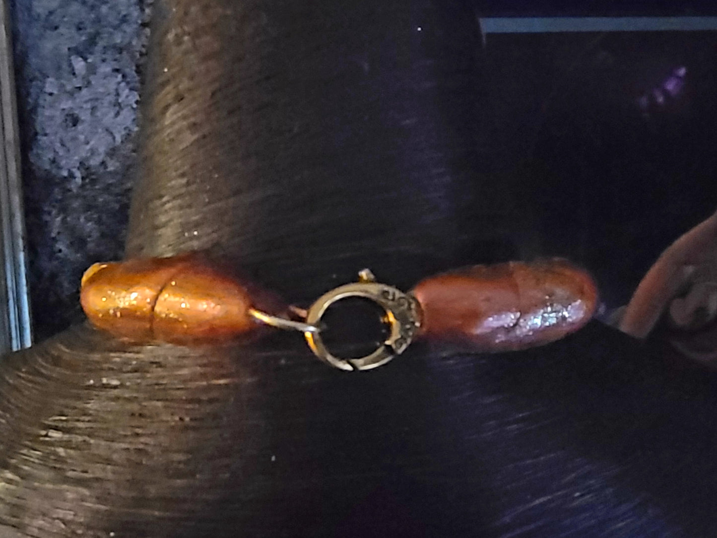 Druzy Orca Agate Sculpted Amulet with Satin Cord - Mascline Energy