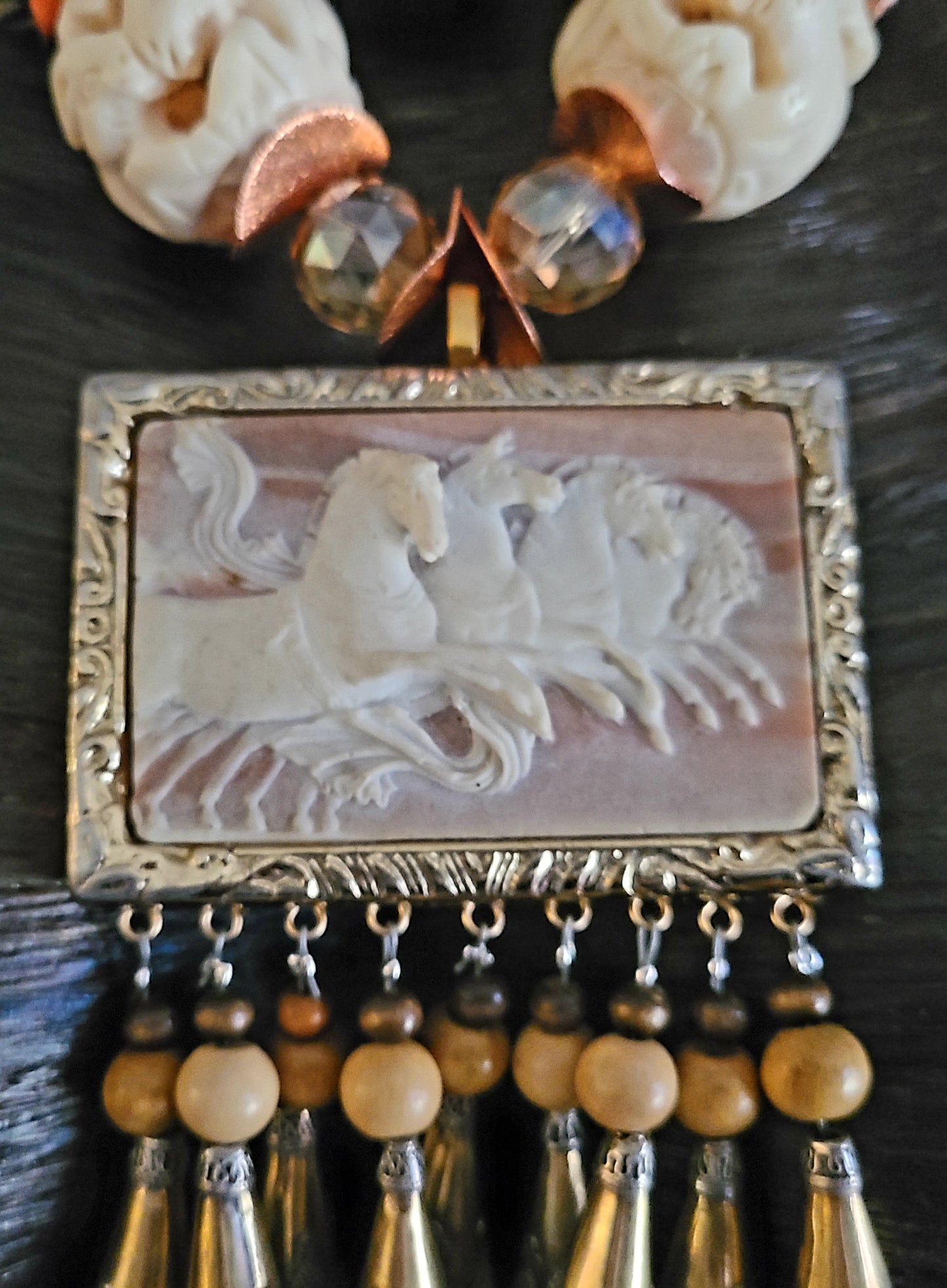 Earthy Incolay Stallion Beaded Chest Piece - Premium Jewelry for Divas