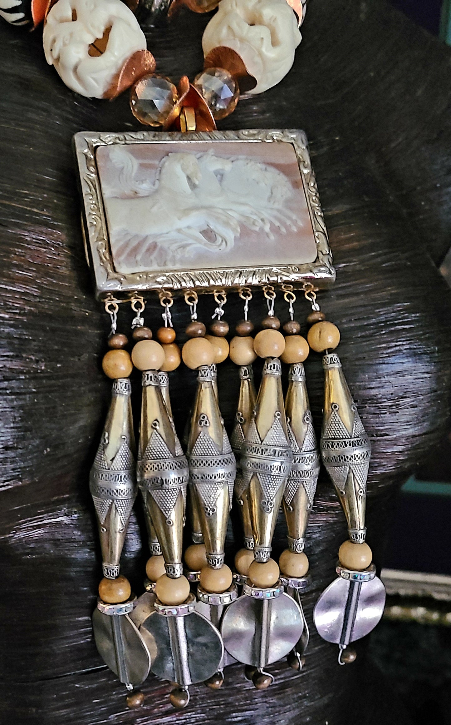 Earthy Incolay Stallion Beaded Chest Piece - Premium Jewelry for Divas