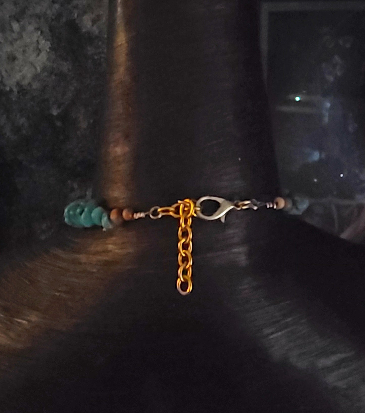 Polished Malachite Boulder Gemstone Pendant & Lampglass Leaf Necklace