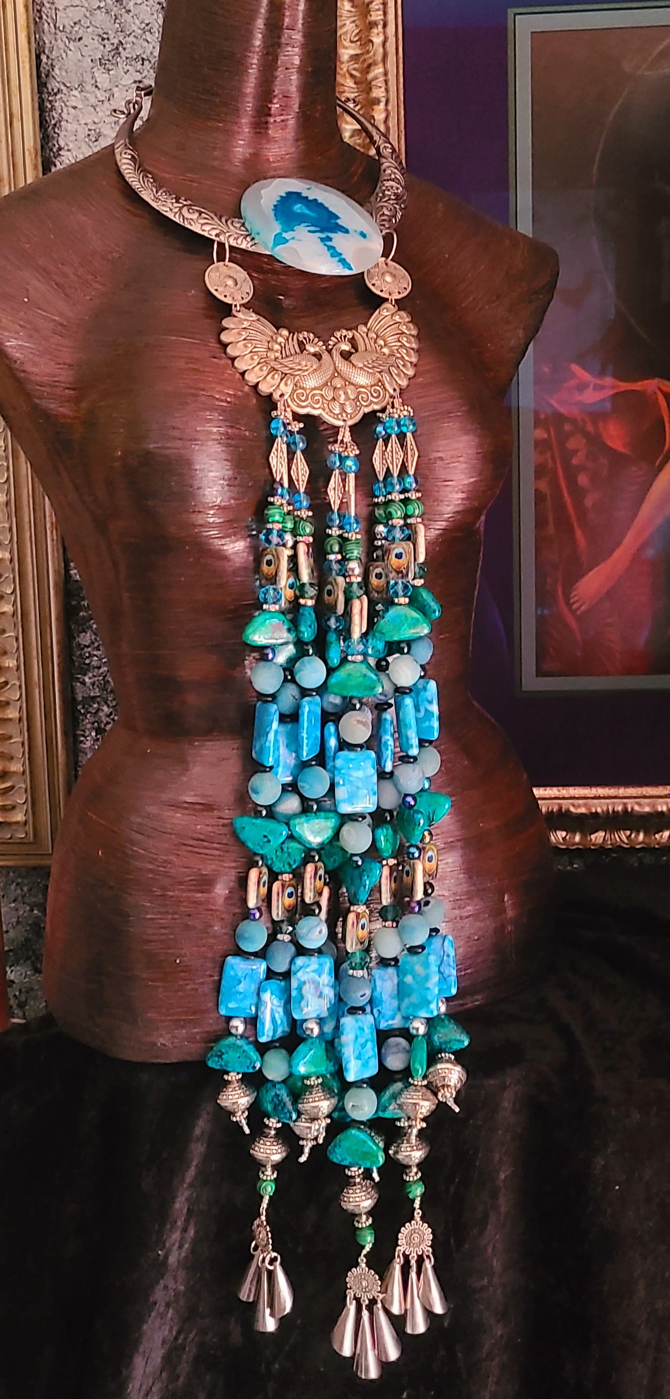 Miao Tribal Torc With Ornate Beaded Dangle Chest Piece Wearable A