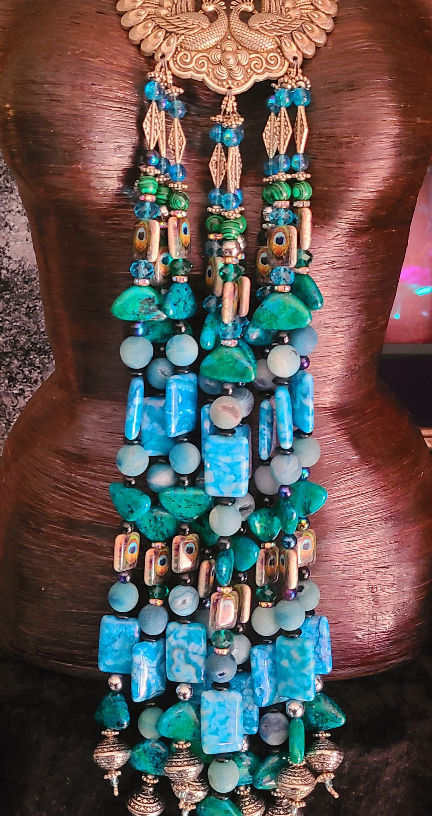 Miao Tribal Torc With Ornate Beaded Dangle Chest Piece Wearable A
