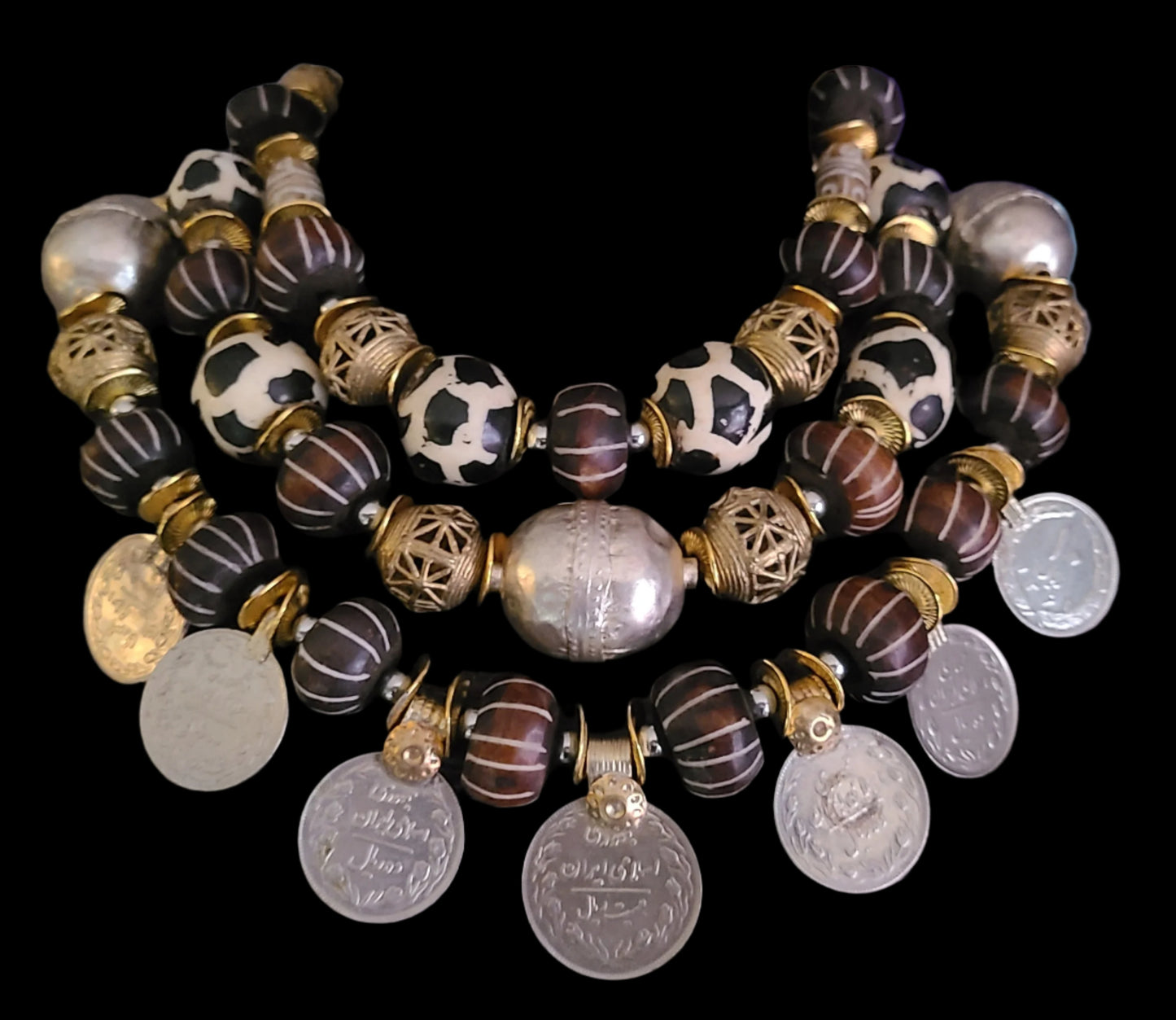 Ornate Tribal Haute Couture Statement Luxury Necklace with Kuchi Coins
