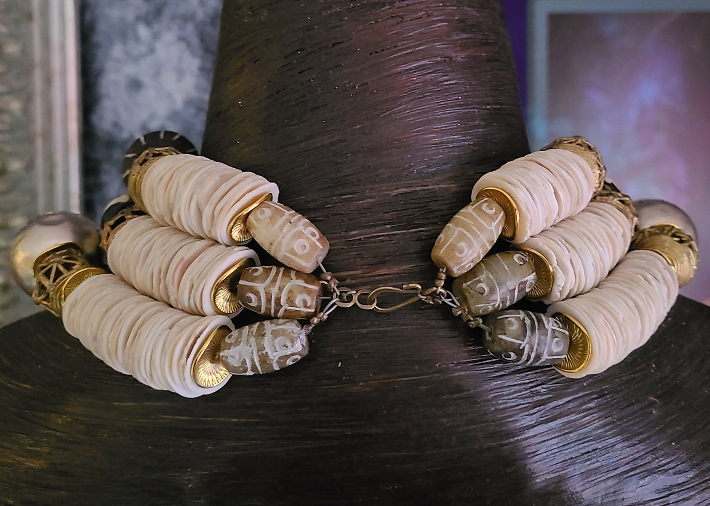 Bold Kuchi Coin Tribal Haute Couture Choker - Earth Tone