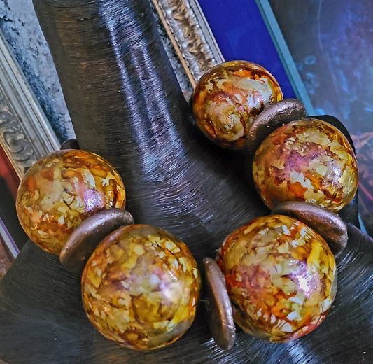 Jumbo Hand Sculpted Beaded Statement Luxury Necklace for Autumn - OOAK