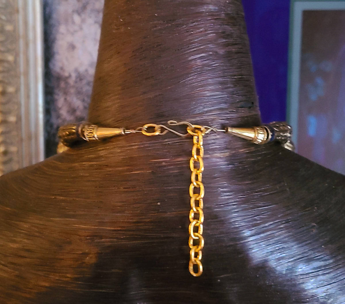 Tibetan Brass Repousse Haute Couture Ethnic Necklace - Layering