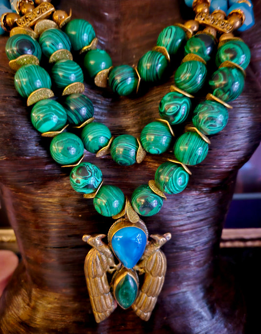 Double Peacock Repousse Beaded Chest Piece - High End Jewelry VIPs