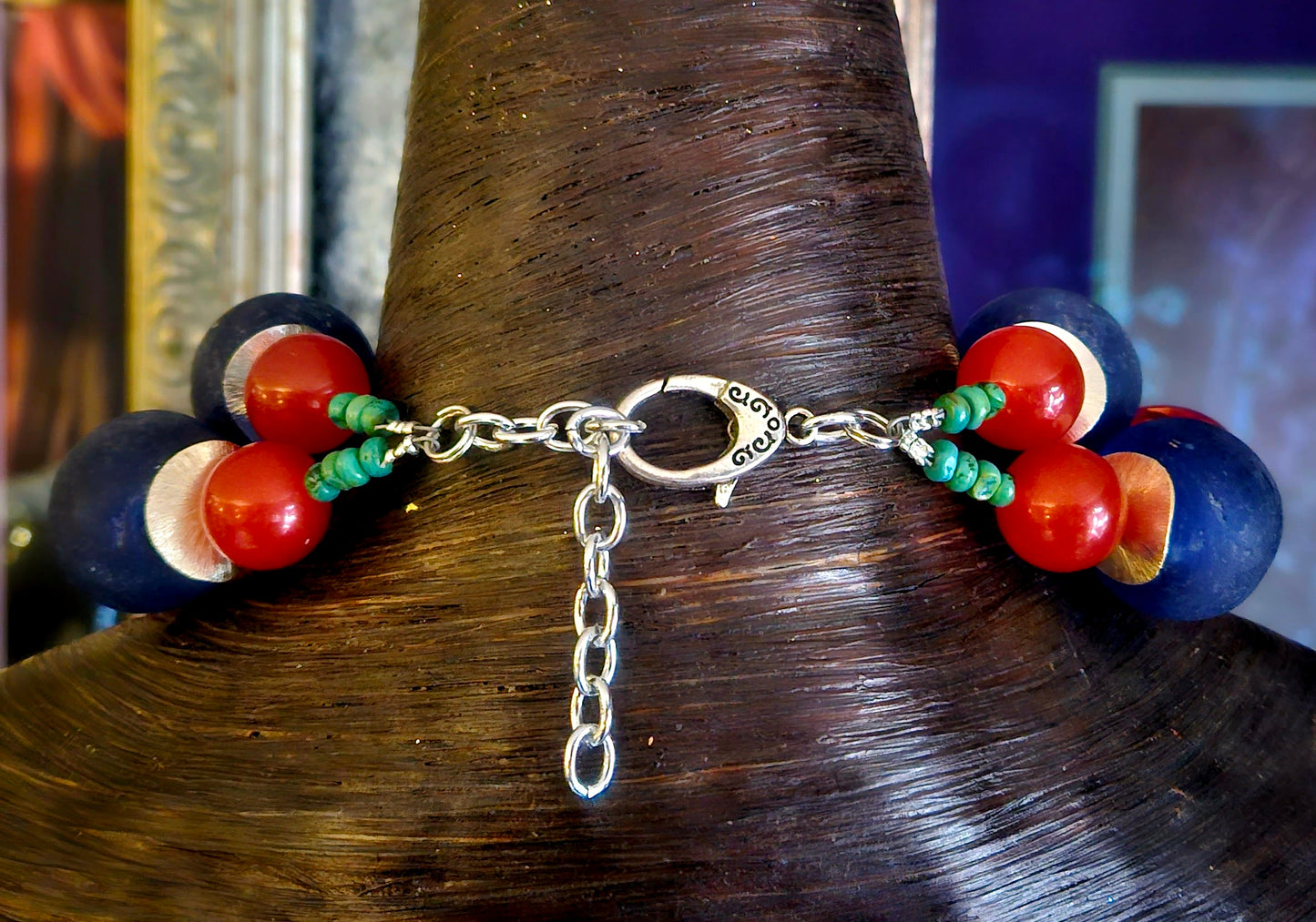 Mexican Folk Art Day of the Dead Chest Piece - Tribal Artisan Necklace