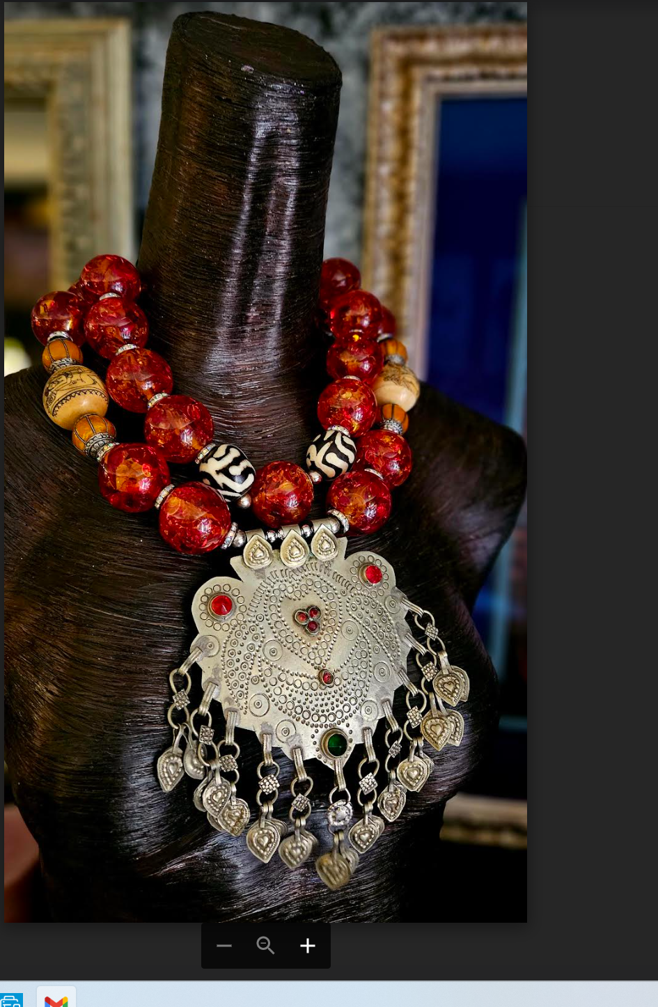 Oversized Faux Amber Tribal Statement Luxury Necklace With Vintage Kuc