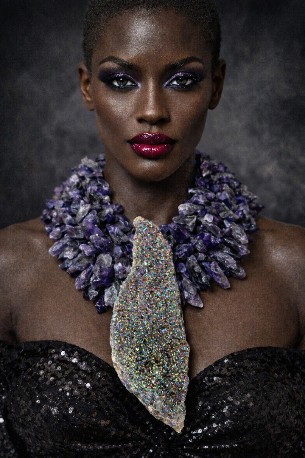 Sonora Slab & Cruzy Agate Pendant With Red Branch Coral Necklace