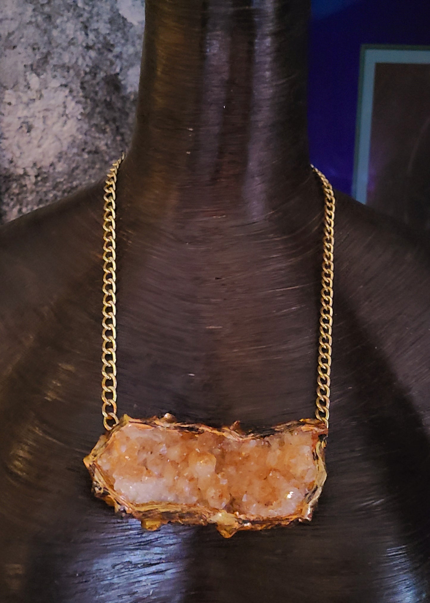 Rough Citrine Sculpted Pendant - Orange Crystal Unisex Amulet - Gemstone Talisman for Petite Women - Kat Kouture Jewelry