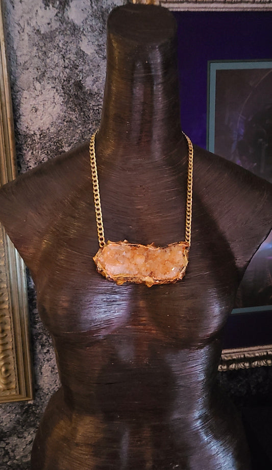 Rough Citrine Sculpted Gemstone Pendant - Layering Talisman