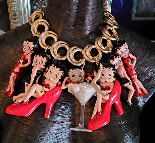 Betty Boop Figurine Eccentric Statement Necklace for Women
