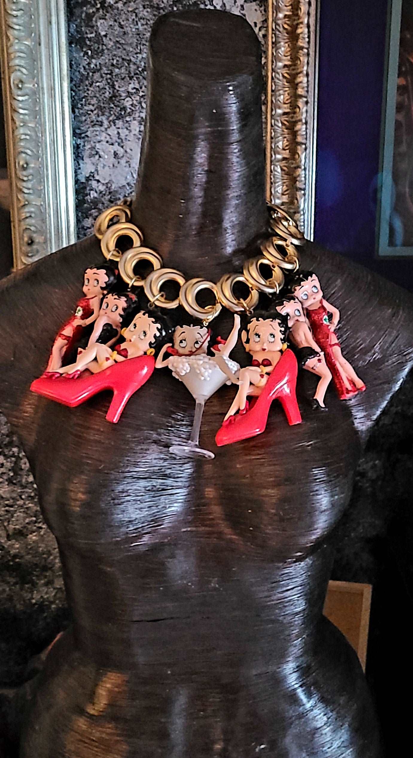 Betty Boop Figurine Eccentric Statement Necklace for Women