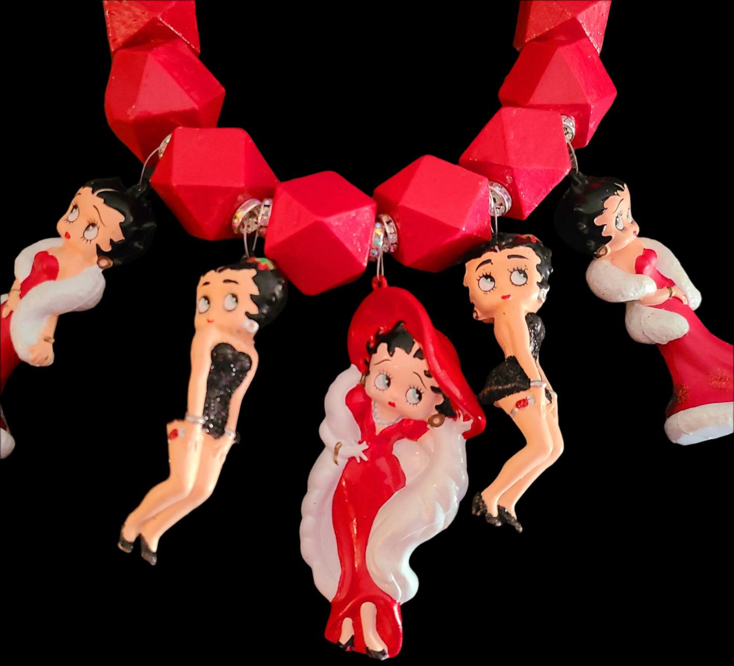Betty Boop Figurine Statement Necklace - Bold Femme Fatale Neck Candy