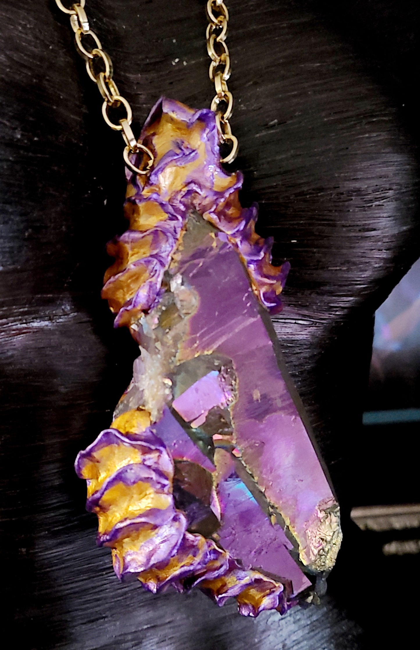 Pink Titanium Quartz Sculpted Pendant - Rough Crystal Lagenlook Talisman - Rare Scarce Gemstone Amulet - Kat Kouture Jewelry