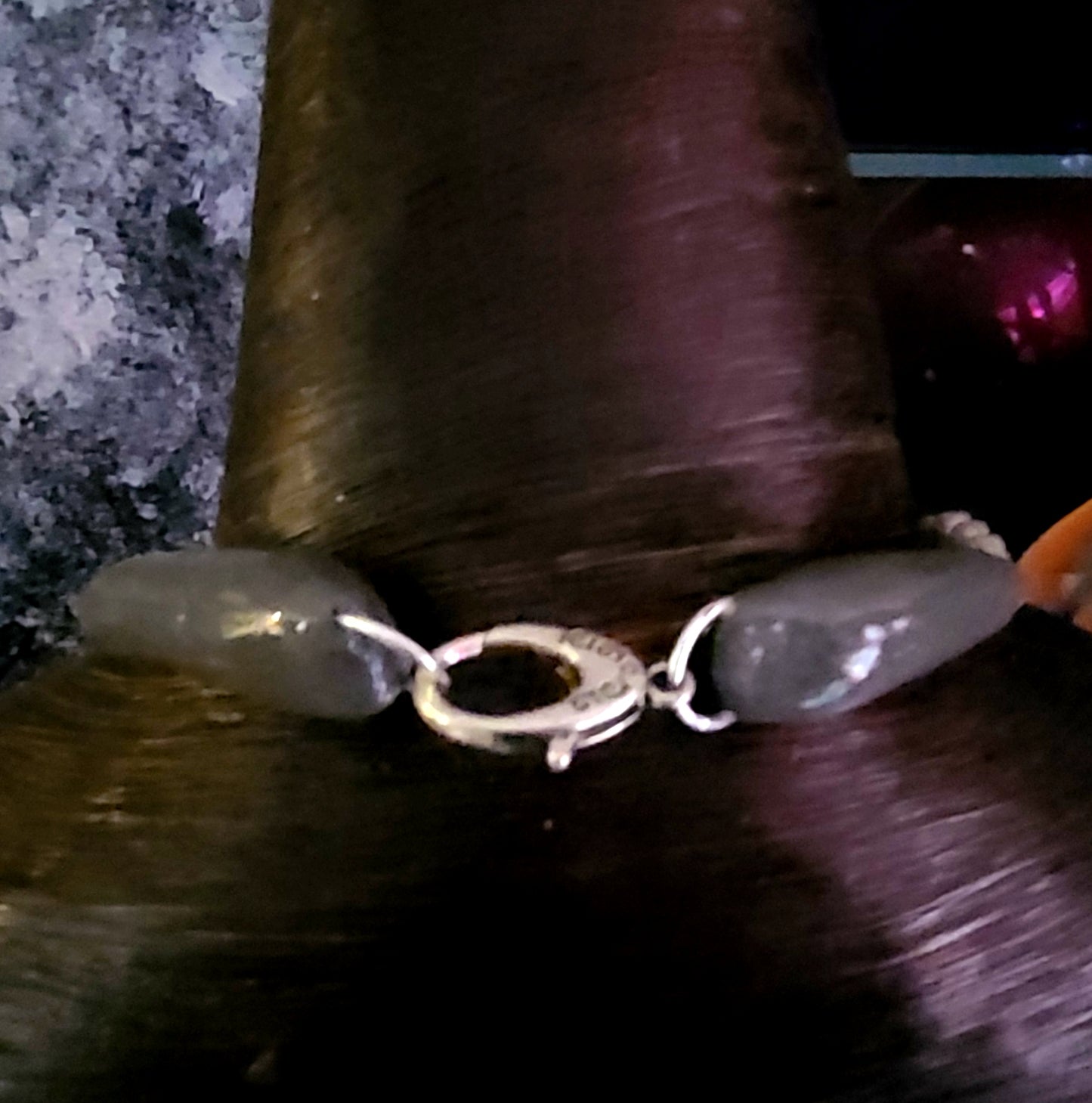 Rough Amethyst Sculpted Pendant on a Satin Cord - Purple Crystals