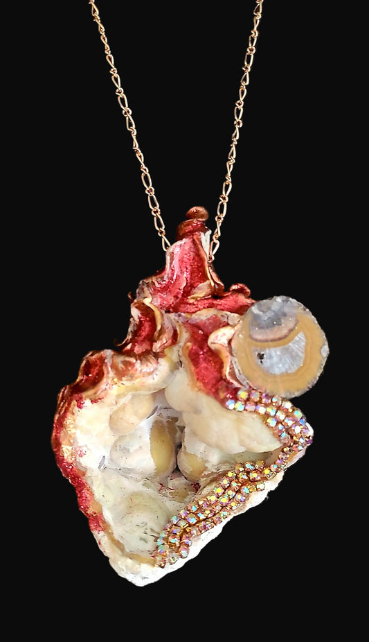 Grape Agate Mixed Gemstone Sculpted Pendant - Bold Unisex