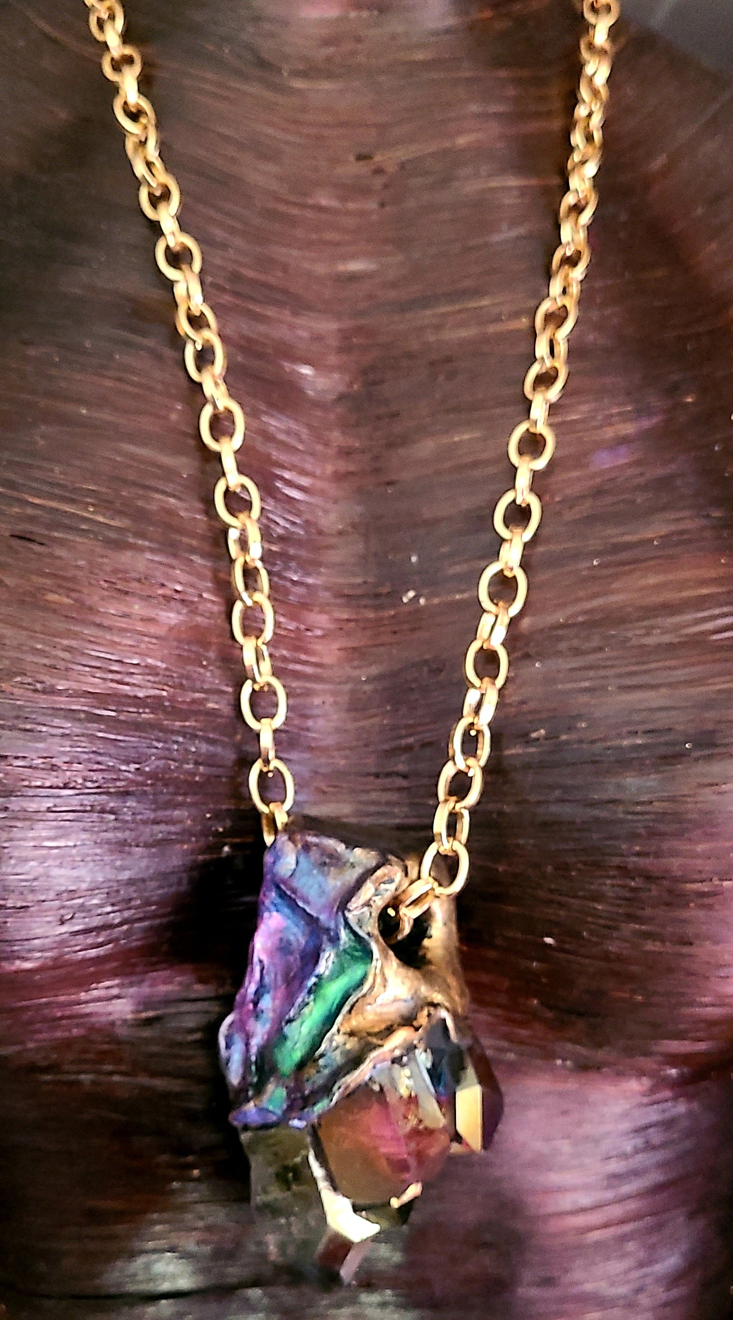 Rough Titanium Quartz Sculpted Unisex Pendant - Luxury Jewel Tone Crystal from McEarl Mine Talisman - Luxury Rainbow Gemstone Amulet - Kat Kouture Jewelry