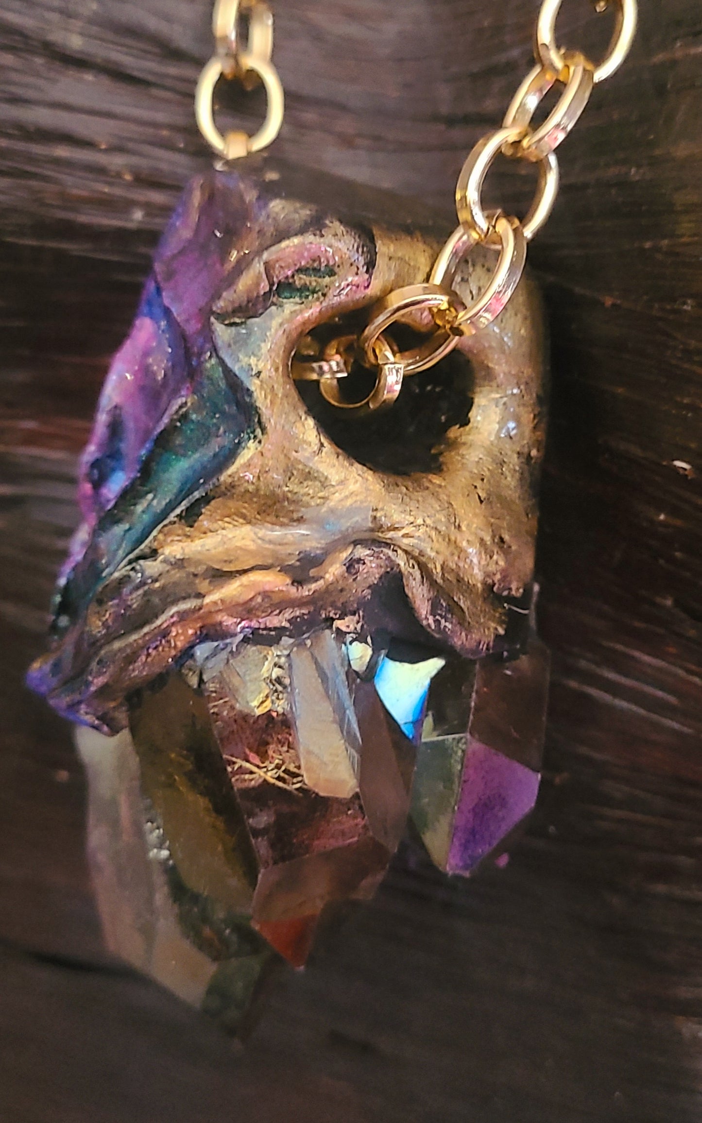 Rough Titanium Quartz Sculpted Unisex Pendant - Luxury Jewel Tone Crystal from McEarl Mine Talisman - Luxury Rainbow Gemstone Amulet - Kat Kouture Jewelry