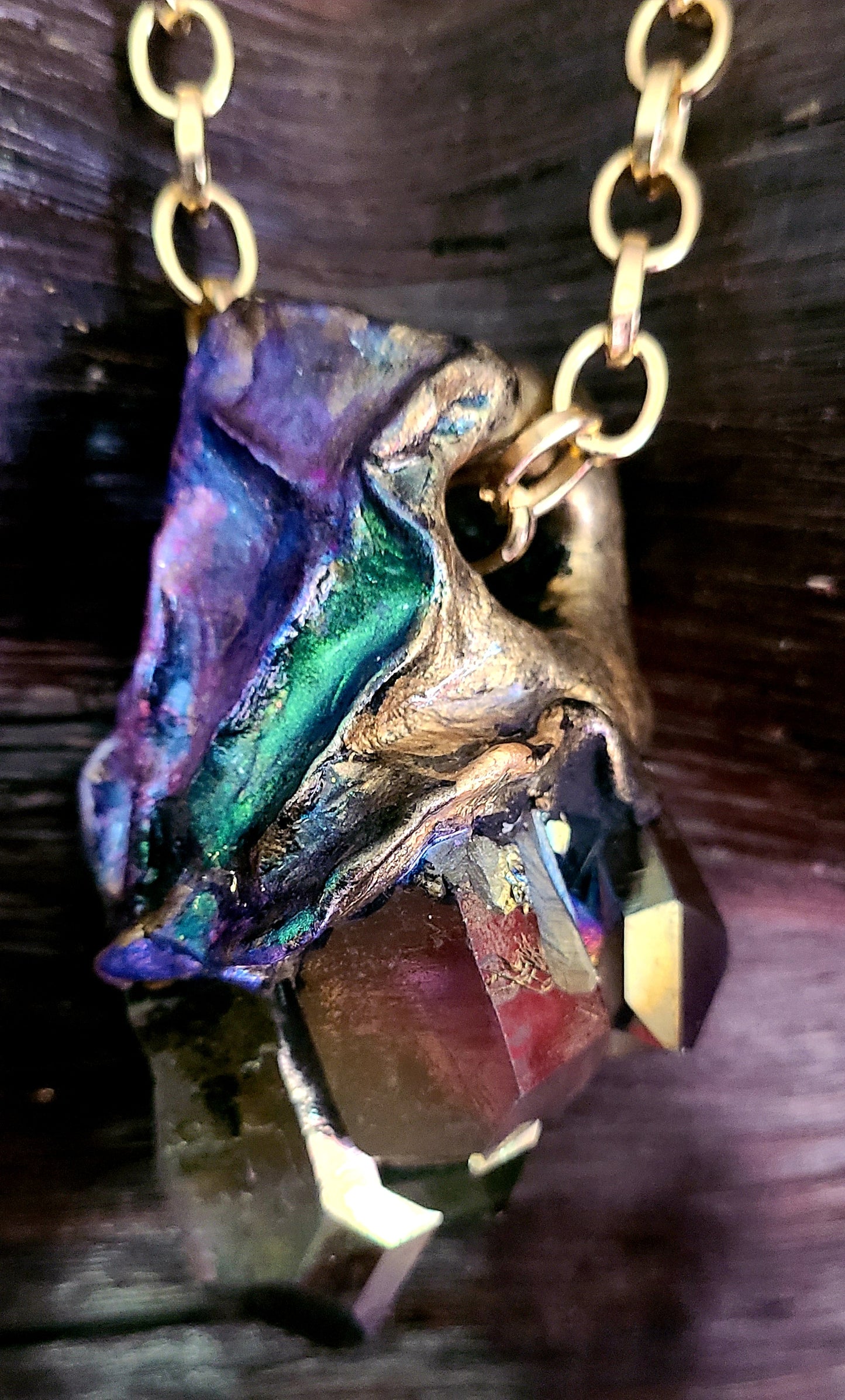 Rough Titanium Quartz Sculpted Unisex Pendant - Luxury Jewel Tone Crystal from McEarl Mine Talisman - Luxury Rainbow Gemstone Amulet - Kat Kouture Jewelry