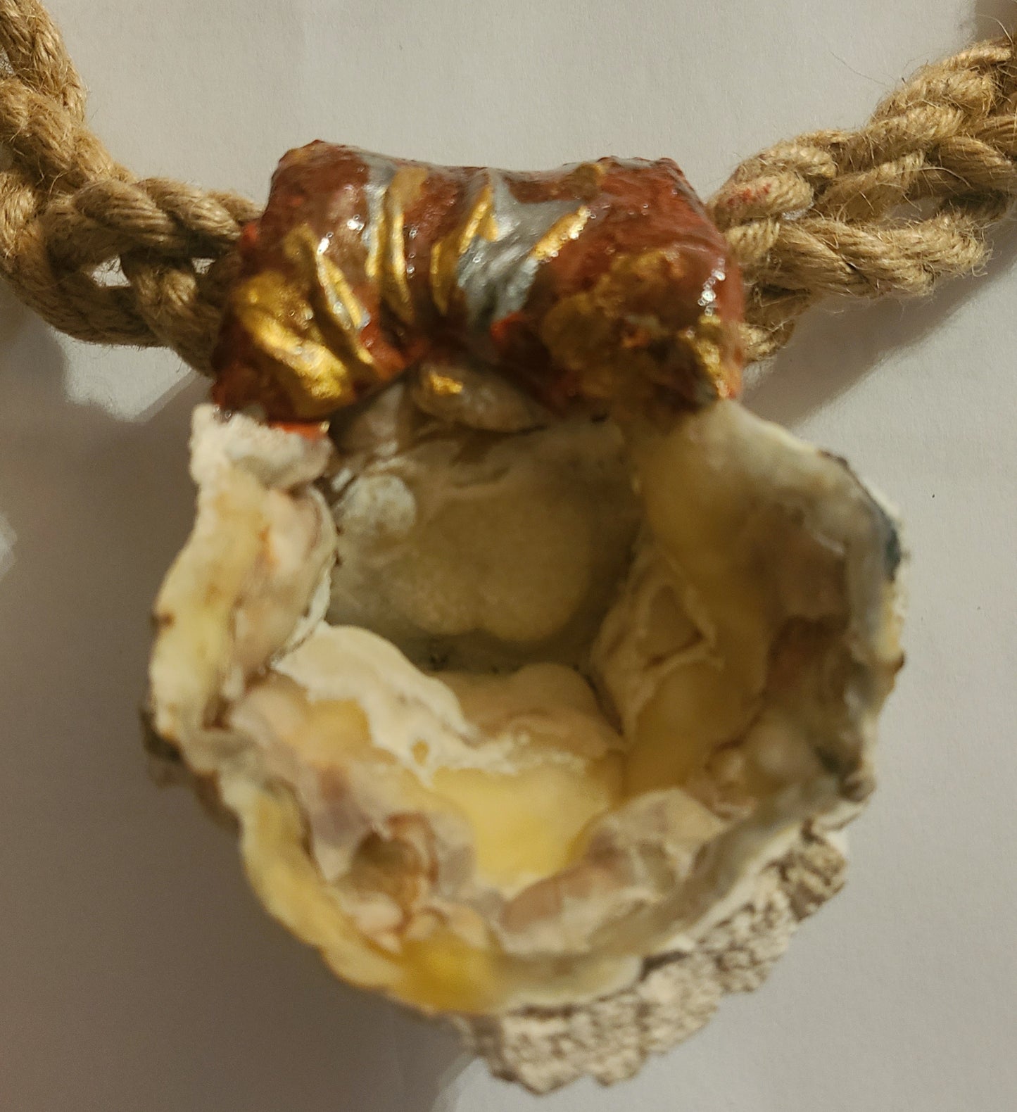 Rustic Sculpted Geode Unisex Statement Pendant With Braided Hemp Rope, Jeans Jewelry, Men's Bohemian Couture Talisman, Masculine Crystal Cave Amulet