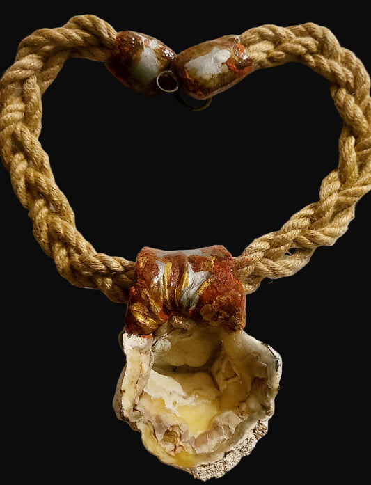 Rustic Geode Pendant with Braided Hemp Rope - Unisex Luxe