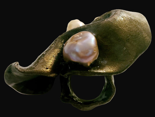 Hand Sculpted Sensuous Freshwater Pearl Statement Ring - OOAK Luxe