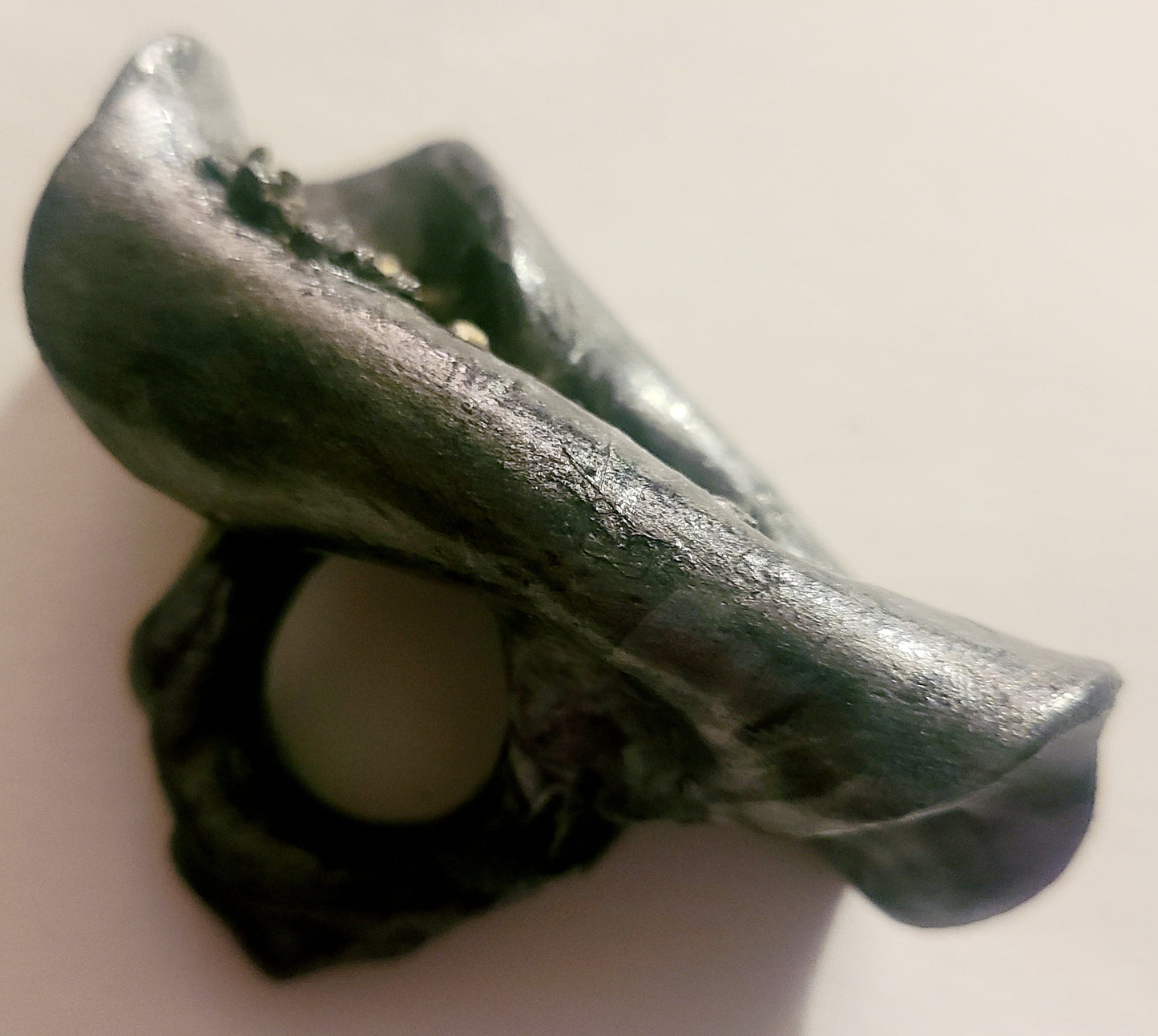Pyrite Chip Hand Sculpted Metallic Gunmetal Statement Ring Size 7, OOAK Wearable Artist Cocktail Ring, Unisex Styled