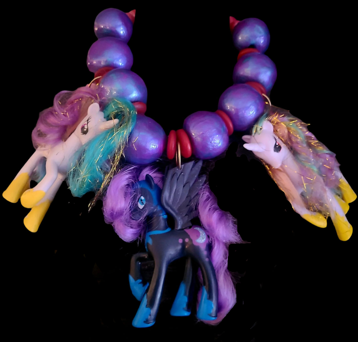 Whimsical Unicorn - Pegasus Toy Pony Oversized Beaded Statement Necklace